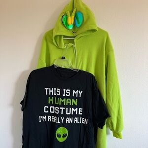 Alien Costume Set for adult couple - Green and Black